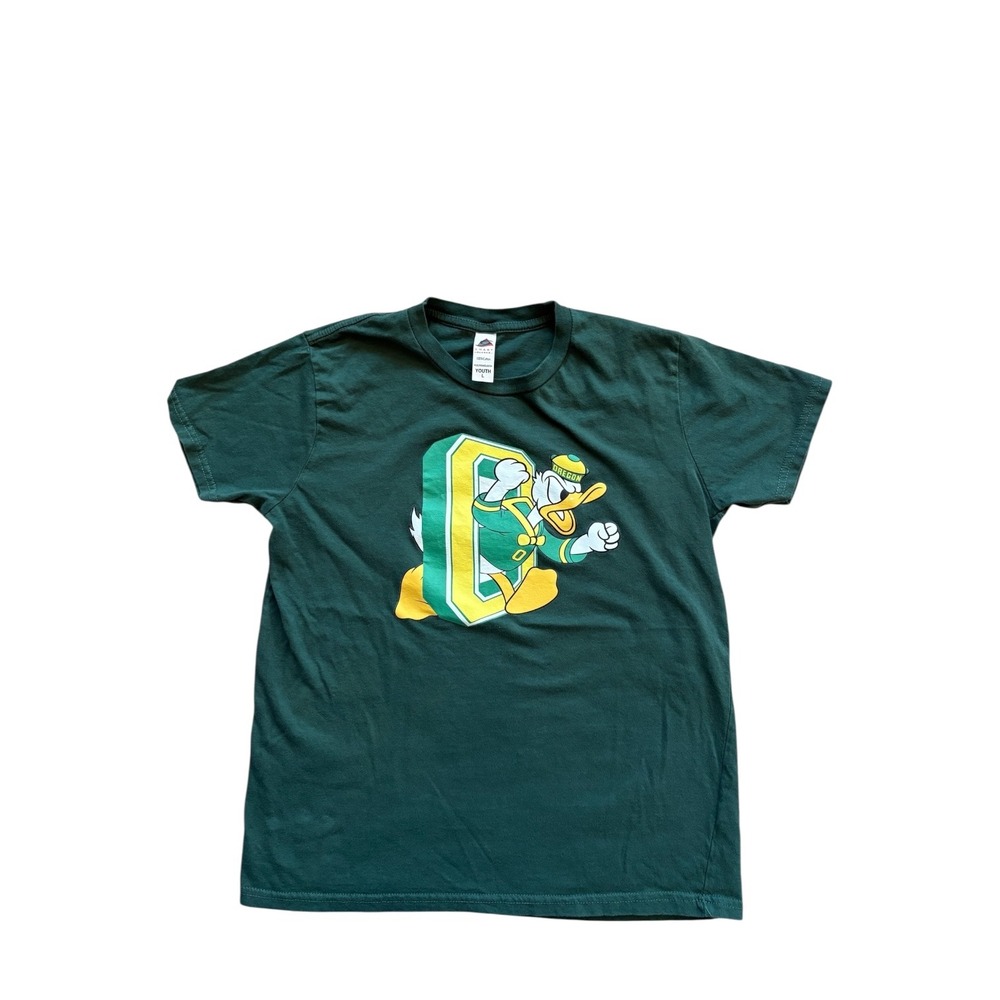 Oregon Ducks Youth Large Green Puddles Graphic T-Shirt NCAA Football Unisex